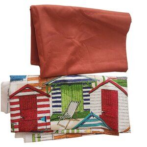 Beach Huts Decor Upholstery 53'W x 55.5"L In/Out Fabric plus 44"x60" solid mater